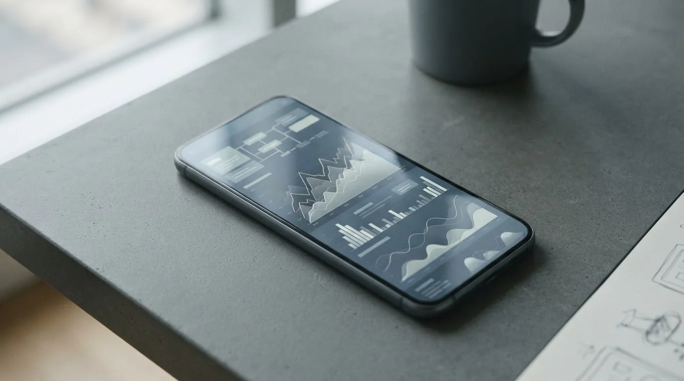 Smartphone zeigt Krypto-Transaktion mit abstrakten Kursschwankungen