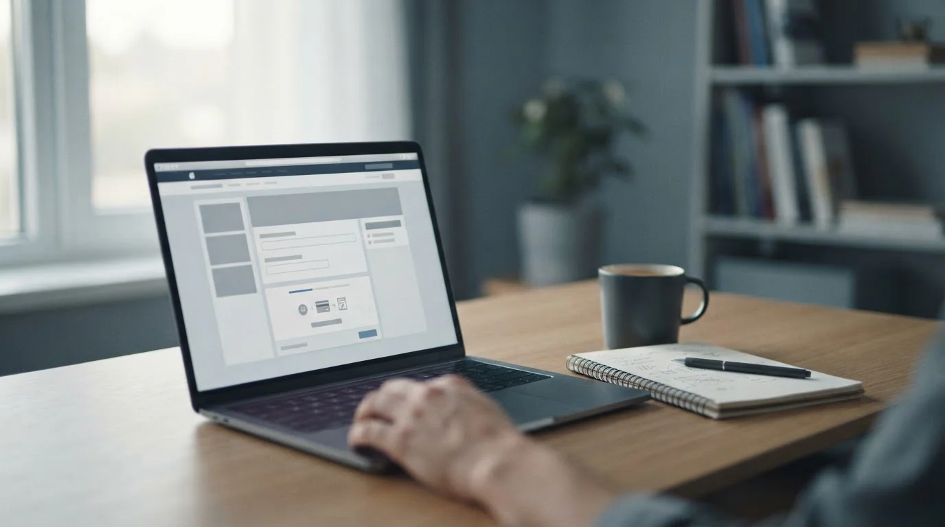 Laptop mit abstraktem Zahlungsinterface für Kreditkarten bei Online-Wettanbietern