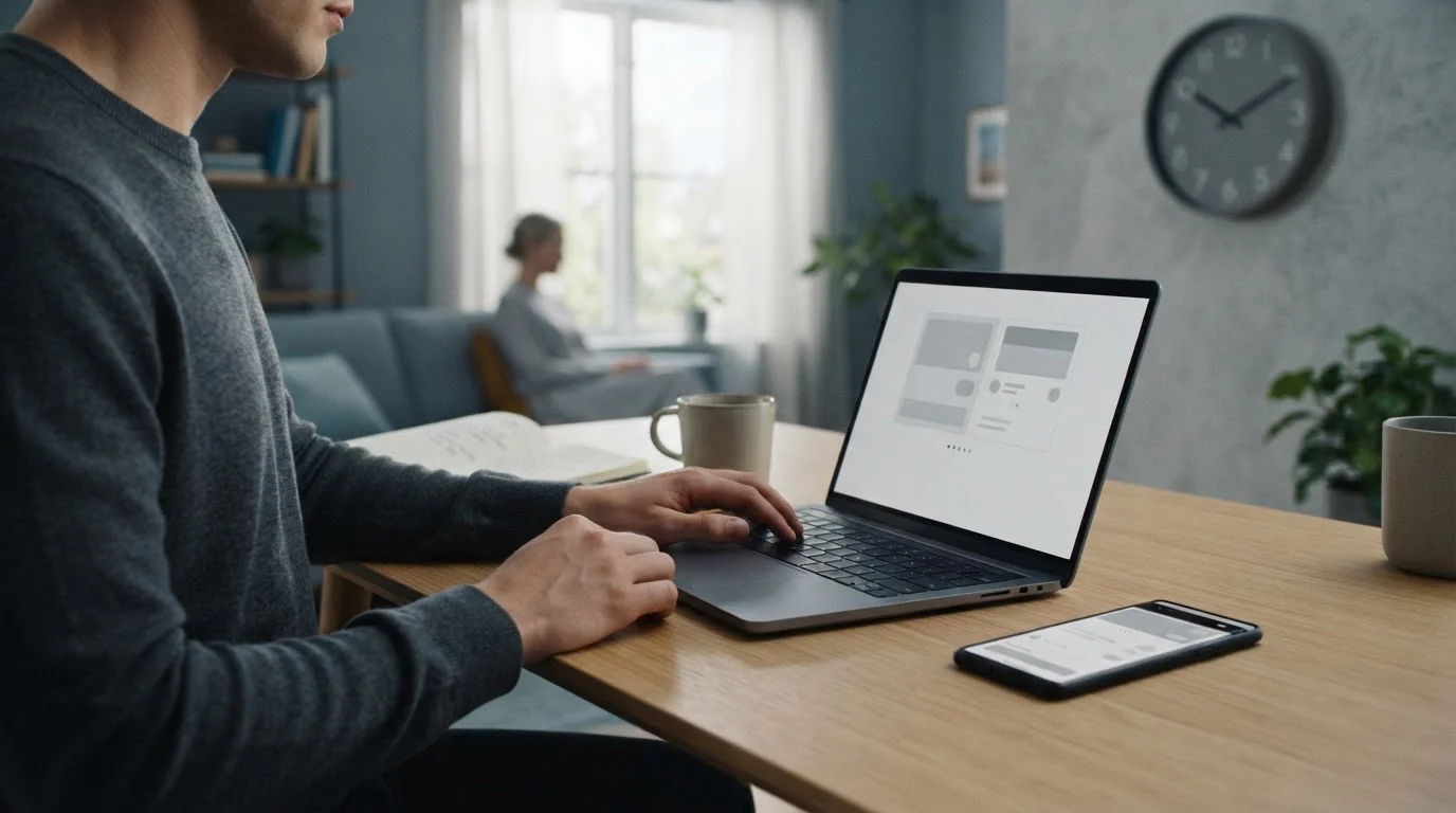 Person bei der Online-Zahlungstransaktion mit neutralem Banking-Interface