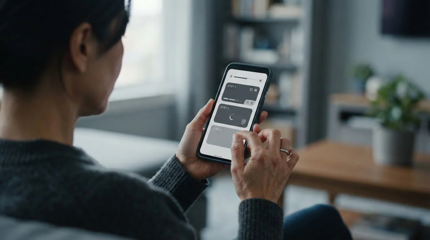 Nutzer führt eine Online-Einzahlung am Smartphone durch