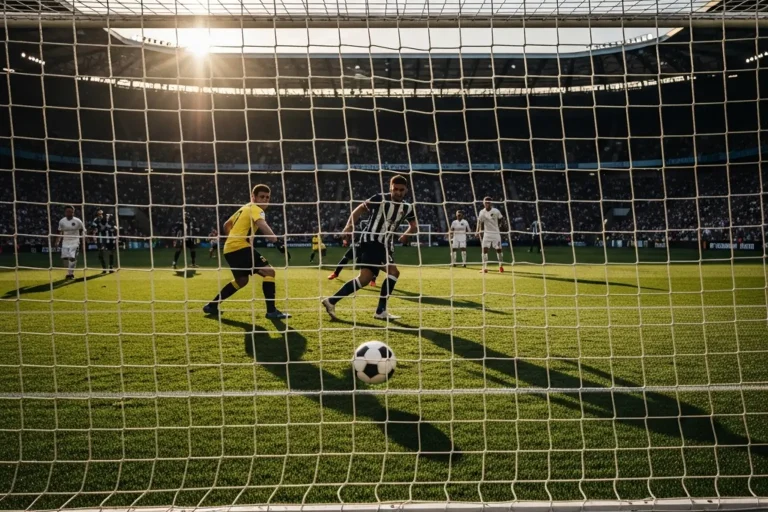 Expected Goals xG – Fußballtor mit Schussposition auf dem Spielfeld