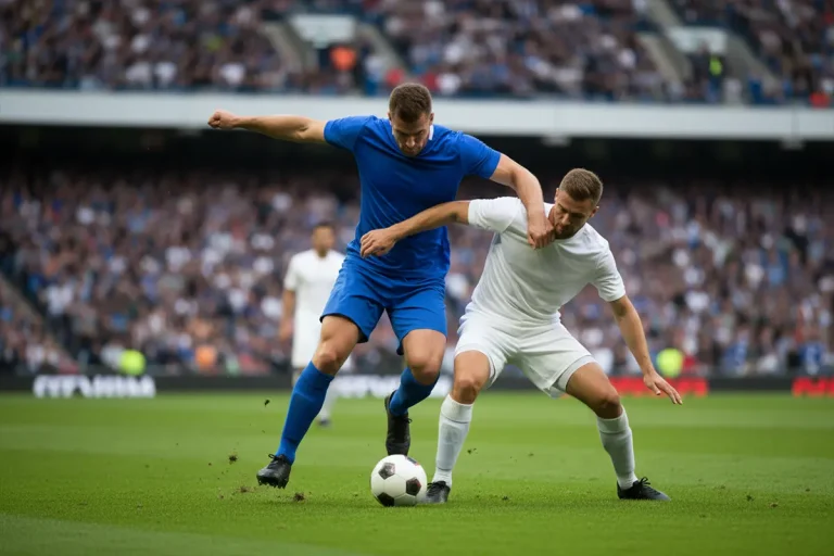 Handicap Wetten – Fußballspieler im Zweikampf auf dem Rasen