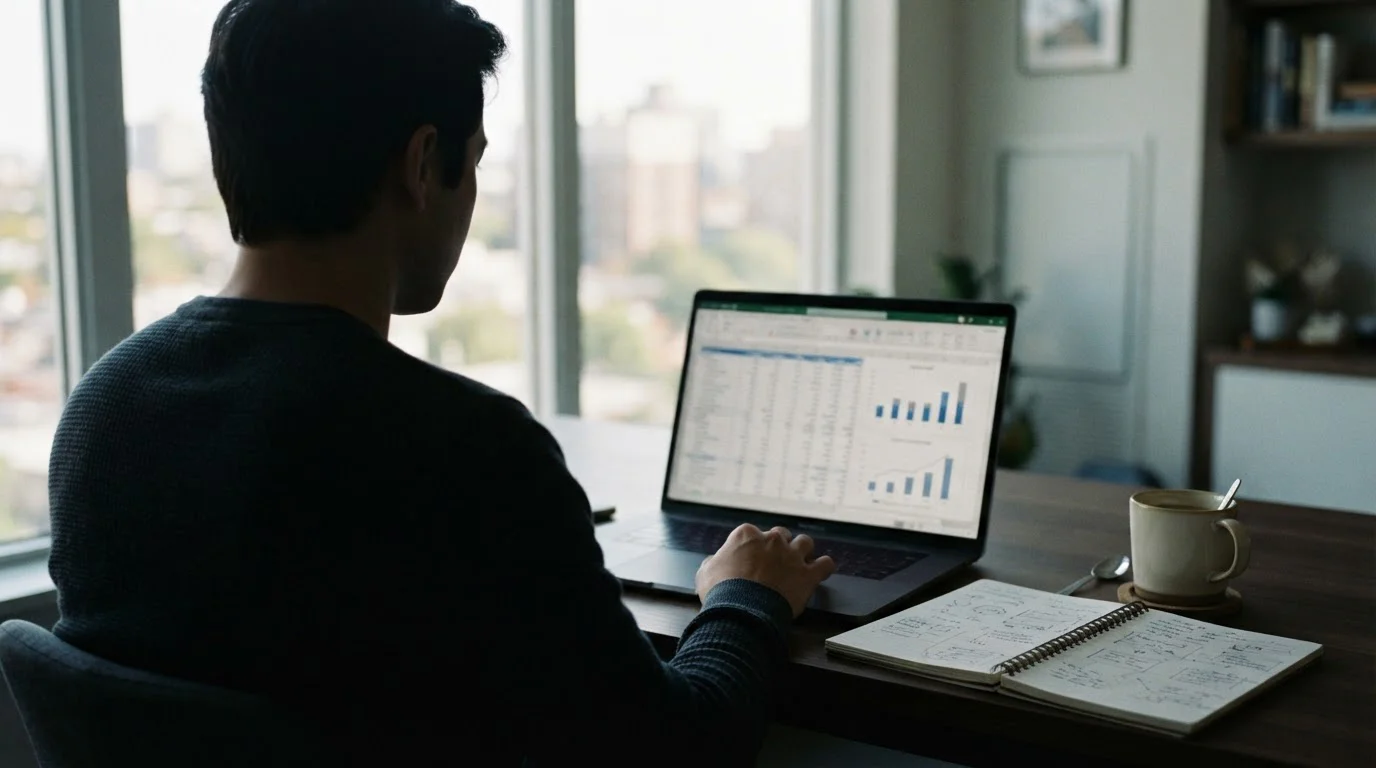 Person analysiert Wettstrategien am Laptop