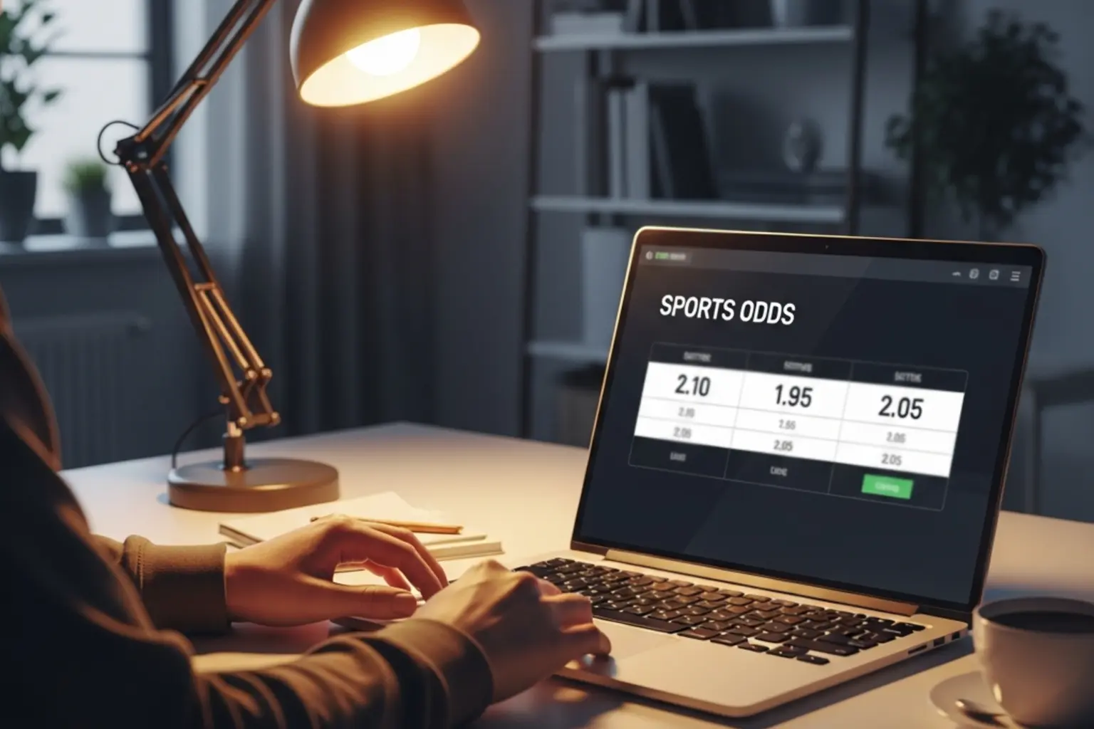 Person vergleicht Sportwetten-Quoten auf Laptop