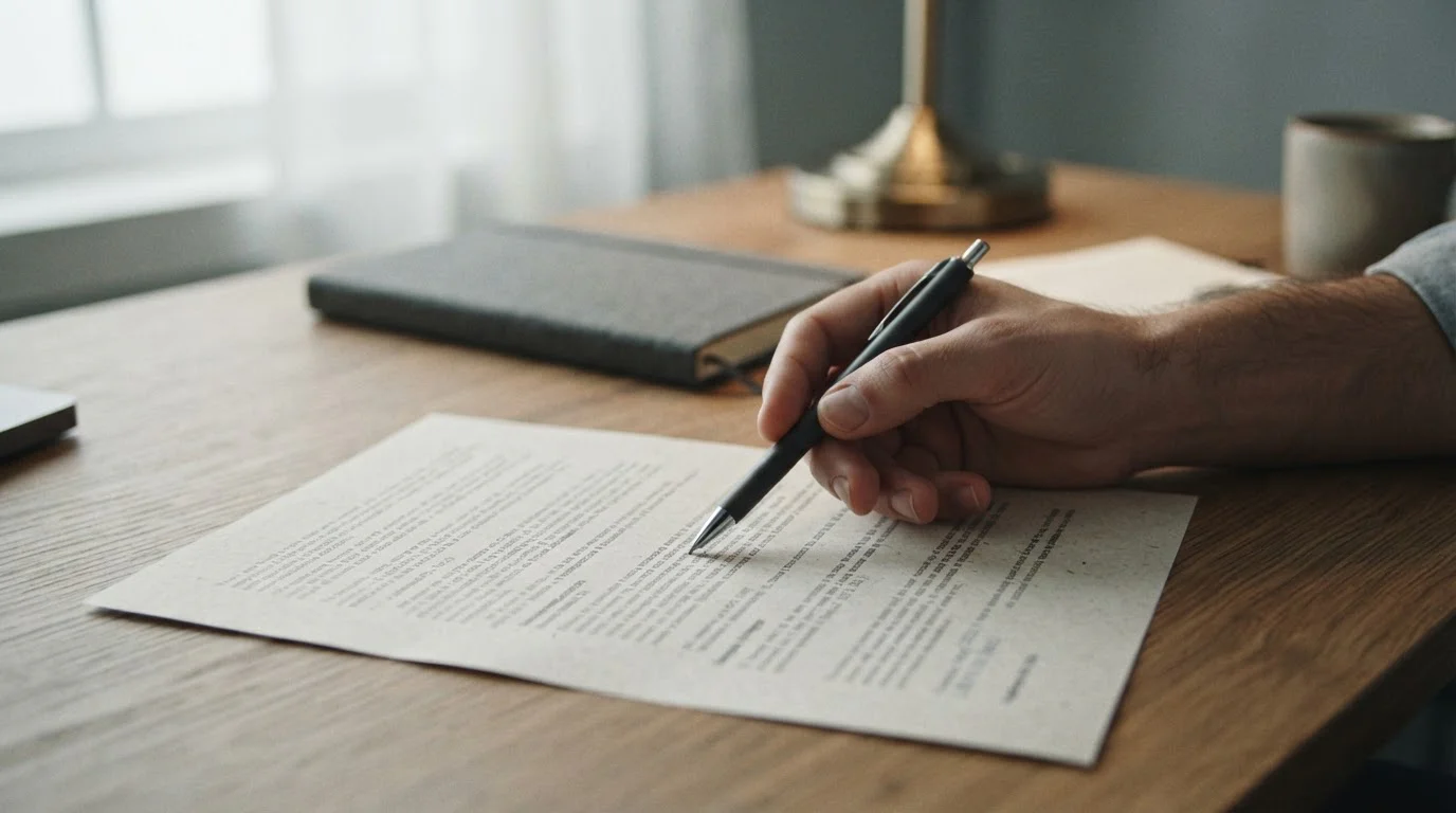 Dokument mit Paragraphen und Limit-Hinweisen auf einem Schreibtisch
