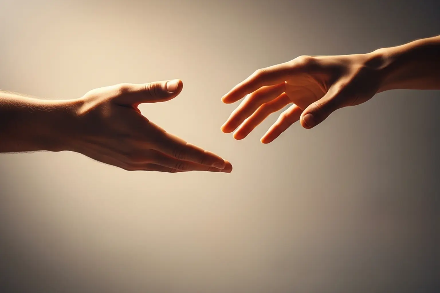 Unterstützende Hand reicht einer anderen Person