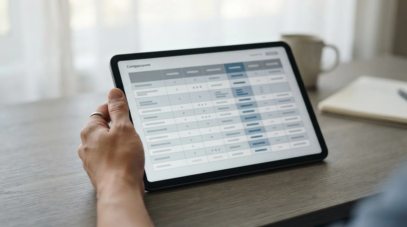 Vergleichstabelle verschiedener Wettanbieter auf Tablet-Bildschirm